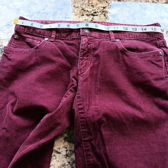 Size 4 Eddie Bauer Slightly Curvy Skinny Corduroy Pants Womens Burgundy Red - Picture 8 of 13